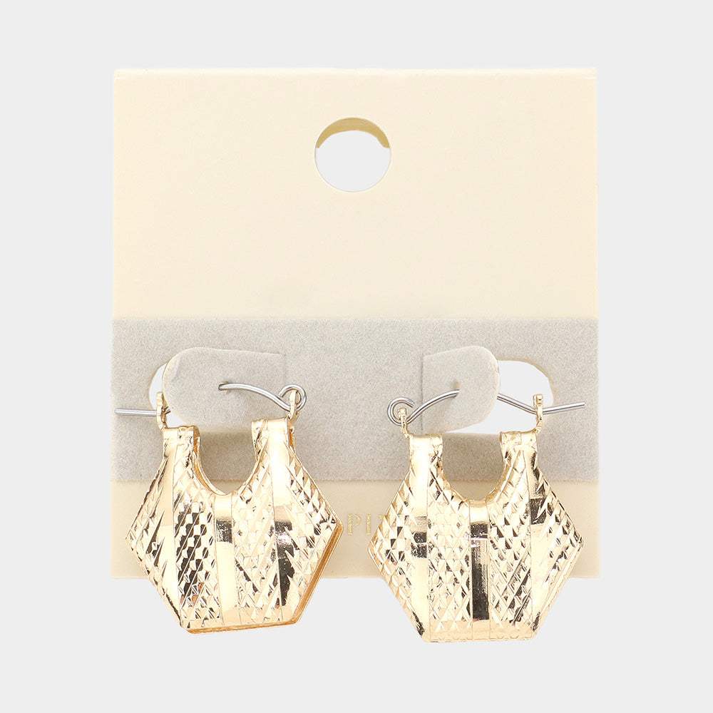 14K Gold Dipped Abstract Metal Pin Catch Earrings - Madeline Love - Flyclothing LLC
