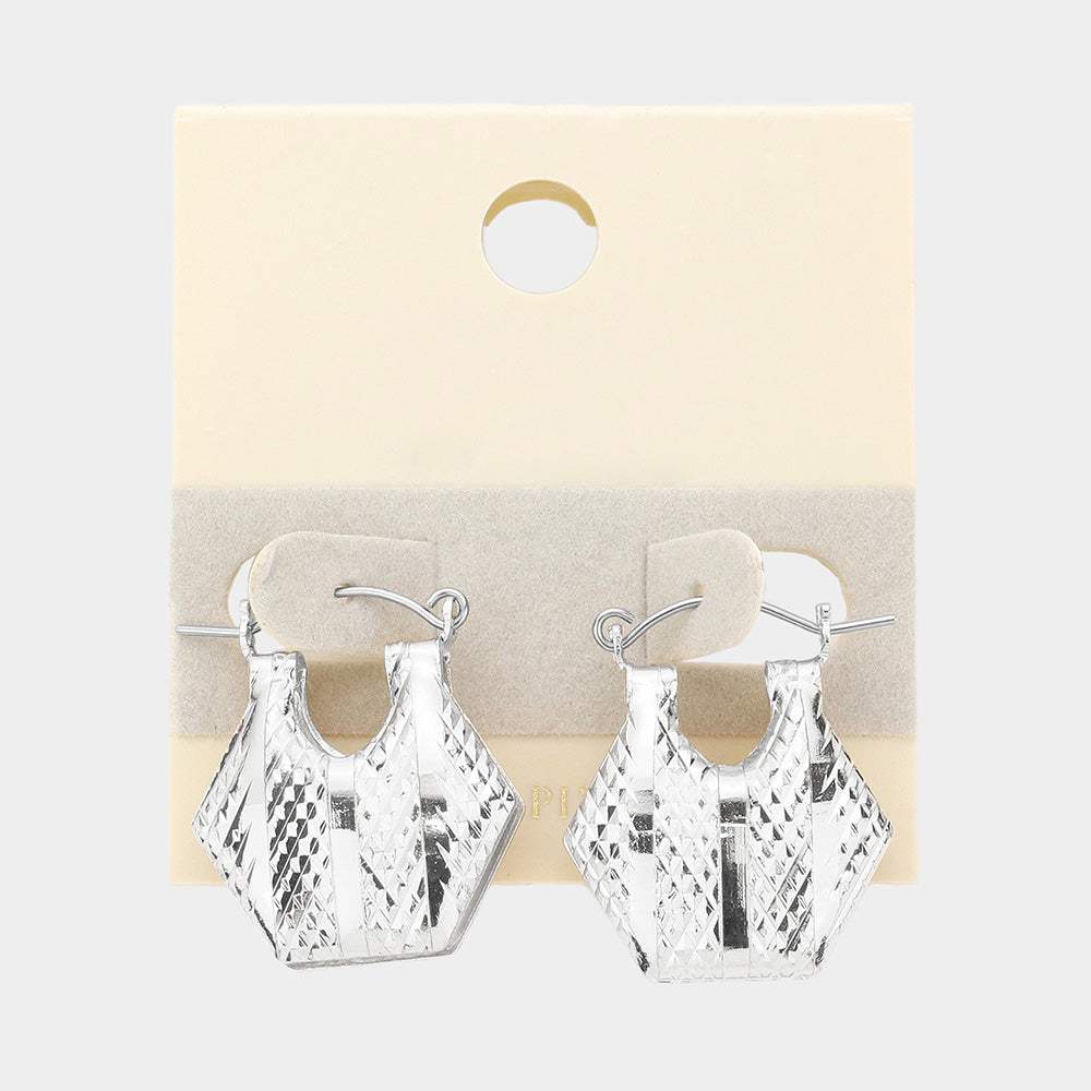 14K White Gold Dipped Abstract Metal Pin Catch Earrings - Madeline Love - Flyclothing LLC
