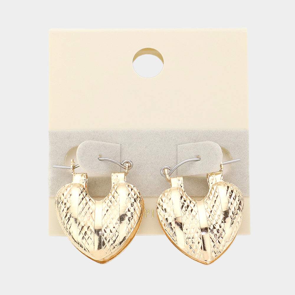 14K Gold Dipped Heart Metal Pin Catch Earrings - Madeline Love - Flyclothing LLC