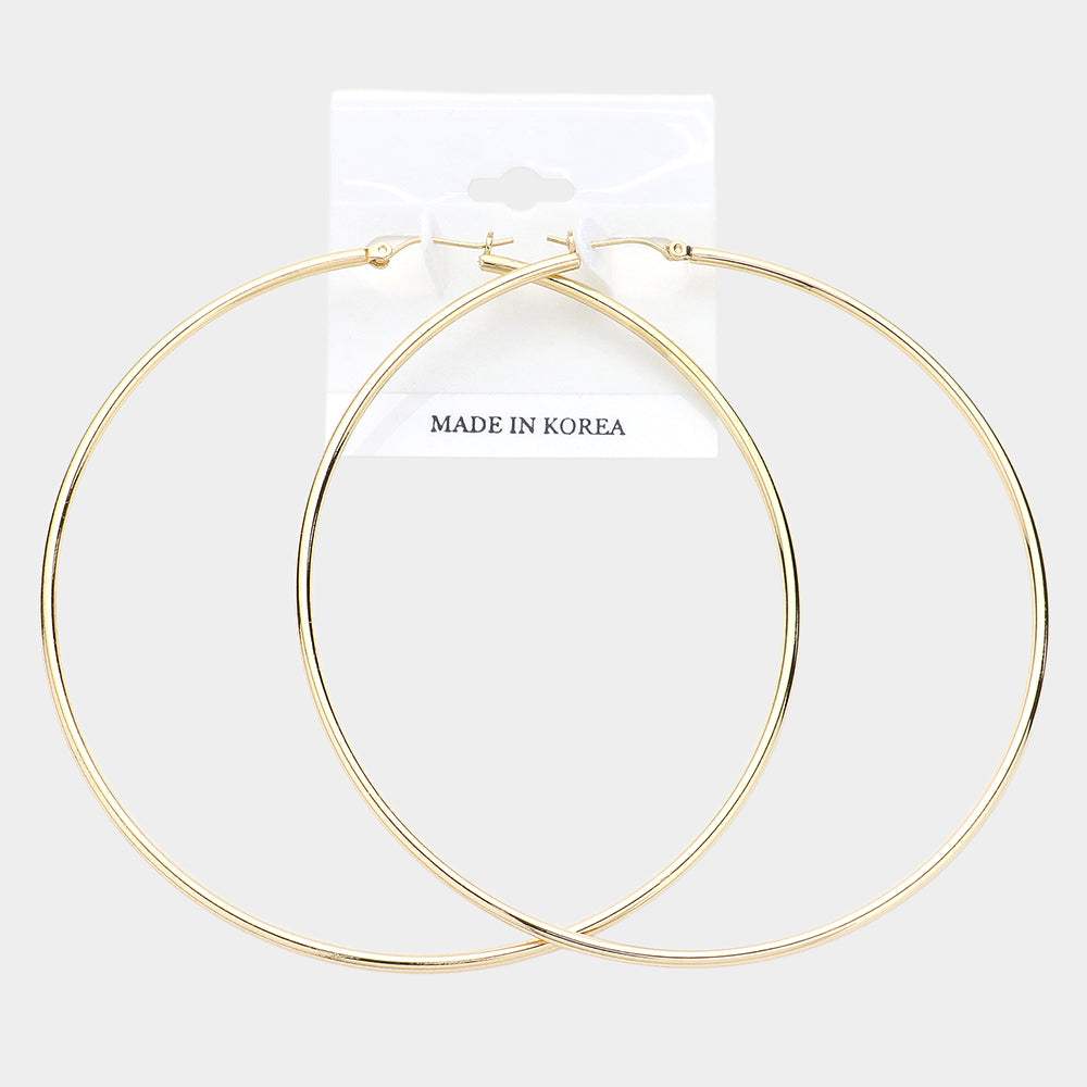 3.7" Metal Hoop Pin Catch Earrings - Madeline Love - Flyclothing LLC