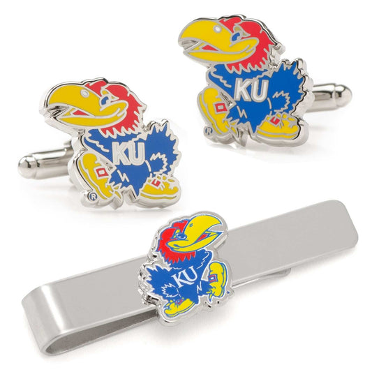 NCAA University of Kansas Jayhawks Cufflinks and Tie Bar Gift Set - Cufflinks.com - Flyclothing LLC
