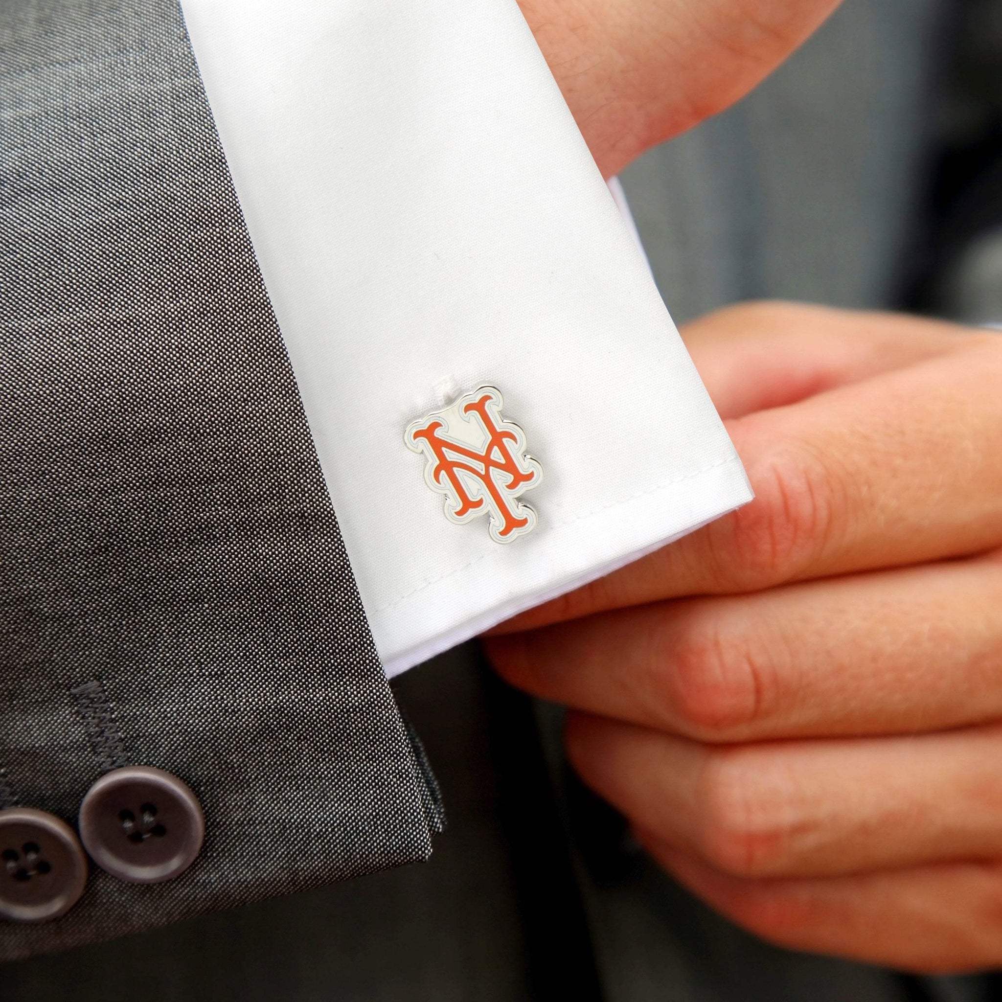 MLB New York Mets Silver Cufflinks - Cufflinks.com - Flyclothing LLC
