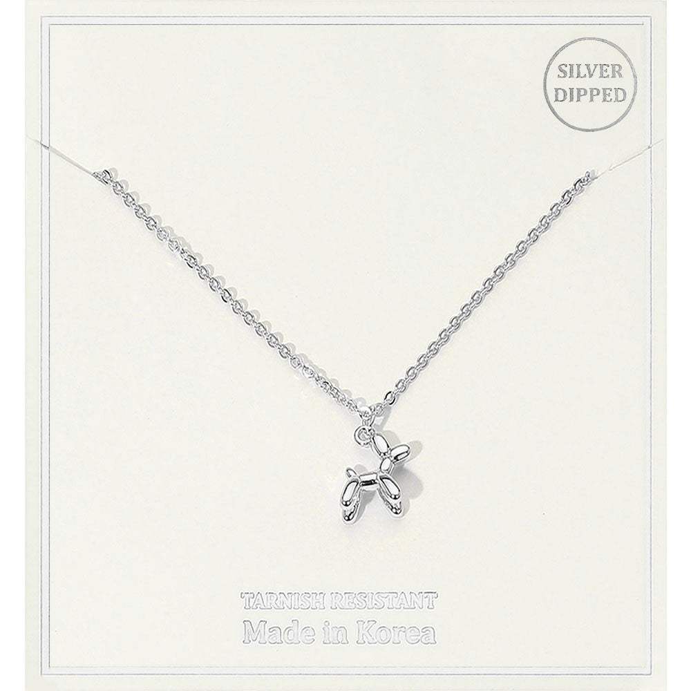 Silver Dipped Balloon Dog Pendant Necklace - Madeline Love - Flyclothing LLC