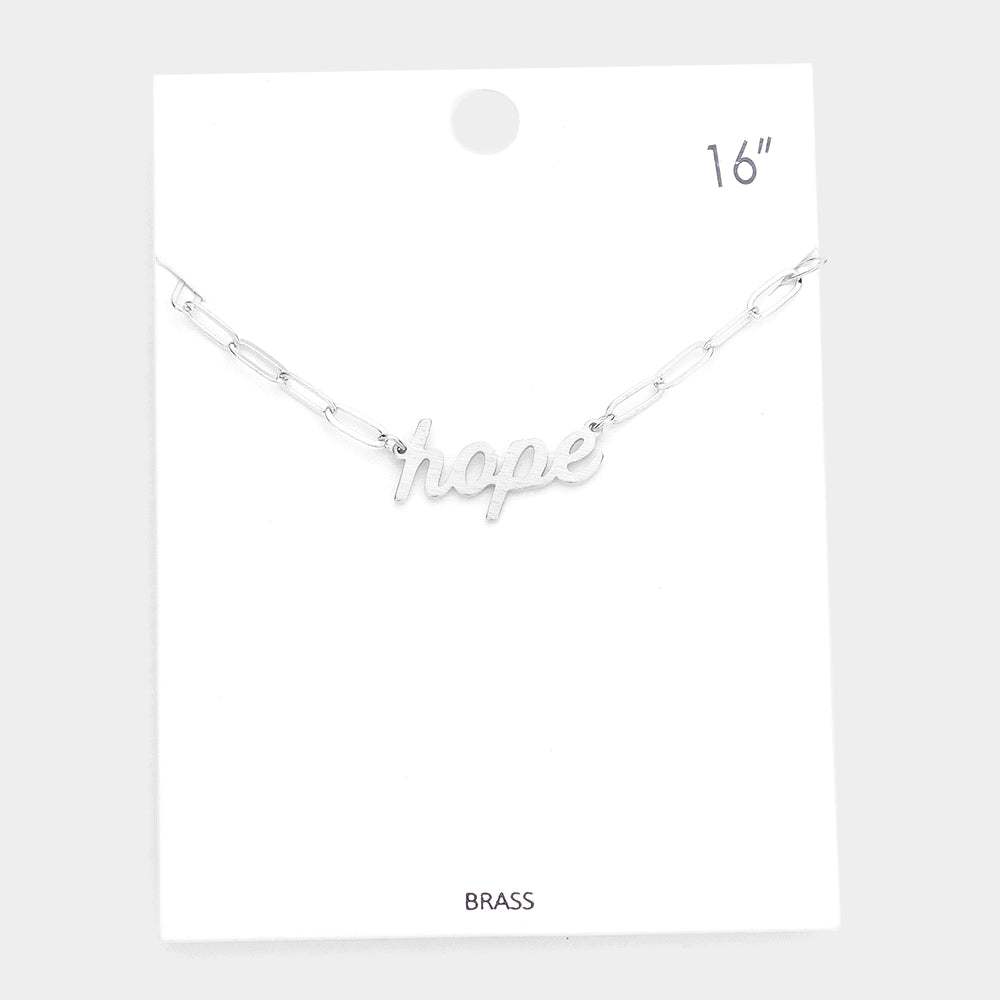 hope Brass Metal Message Pendant Necklace - Madeline Love - Flyclothing LLC