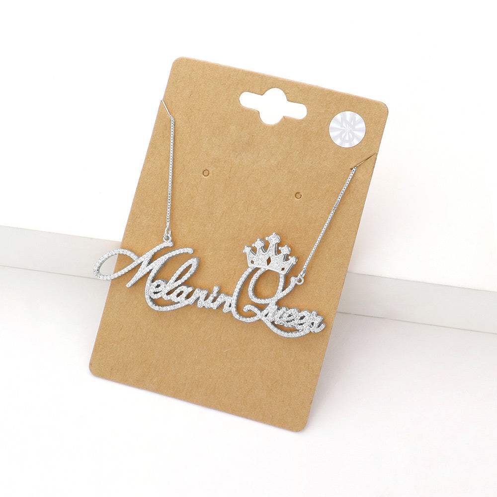 CZ Melanin Queen Message Pendant Necklace - Madeline Love - Flyclothing LLC