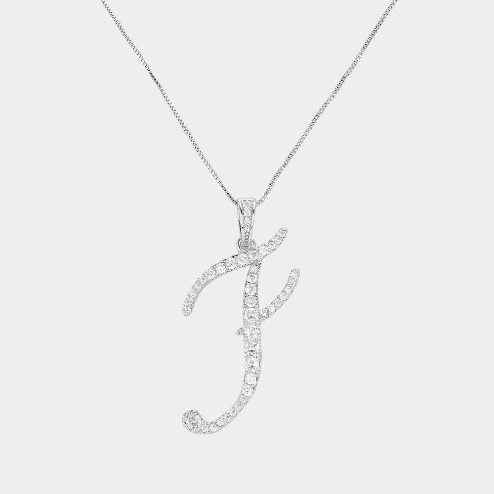 -F- CZ Initial Monogram Pendant Necklace - Madeline Love - Flyclothing LLC
