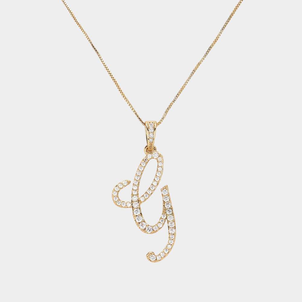 -G- CZ Initial Monogram Pendant Necklace - Madeline Love - Flyclothing LLC