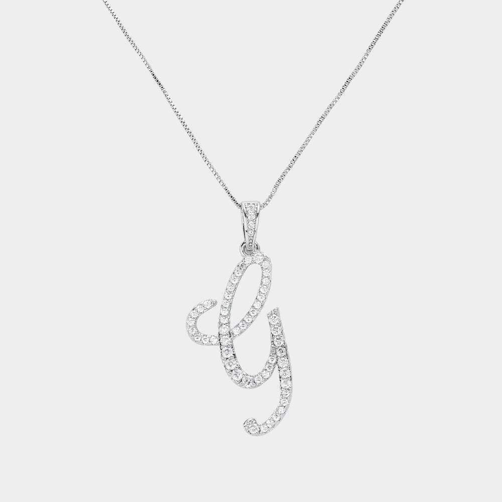 -G- CZ Initial Monogram Pendant Necklace - Madeline Love - Flyclothing LLC