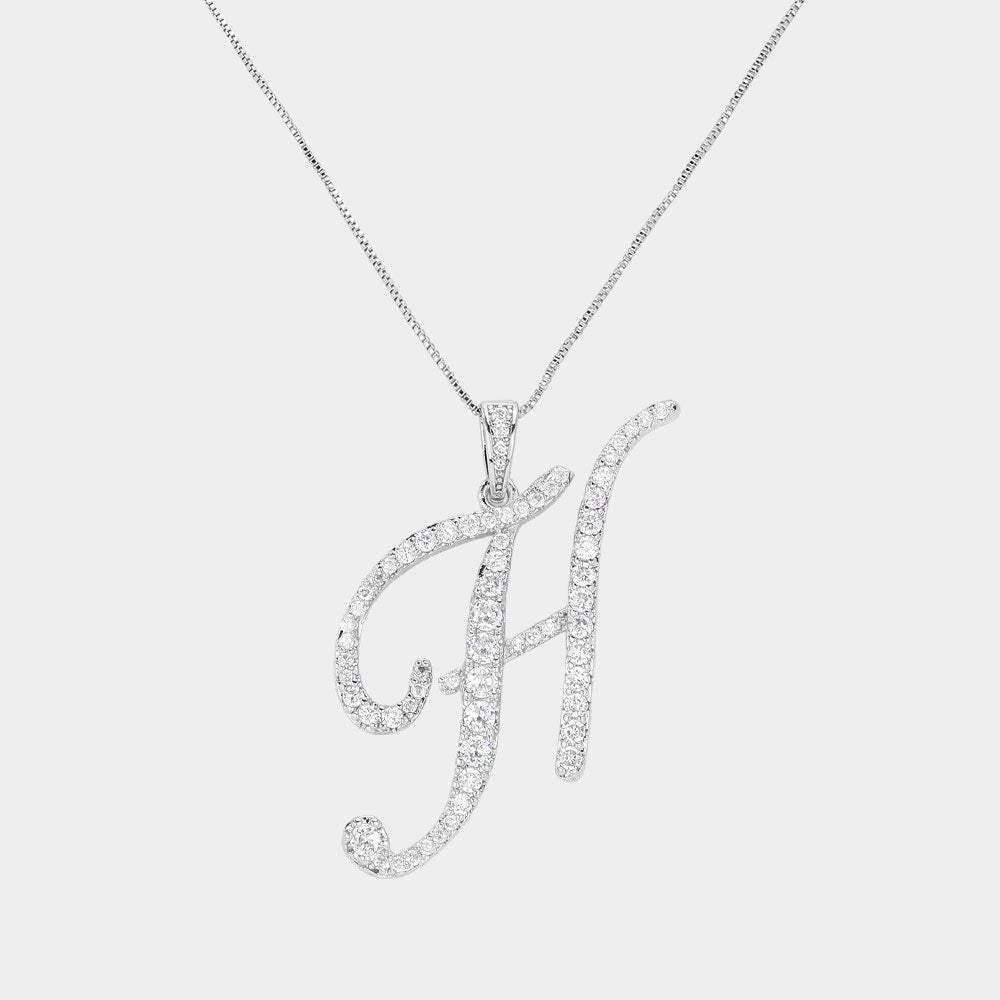 -H- CZ Initial Monogram Pendant Necklace - Madeline Love - Flyclothing LLC