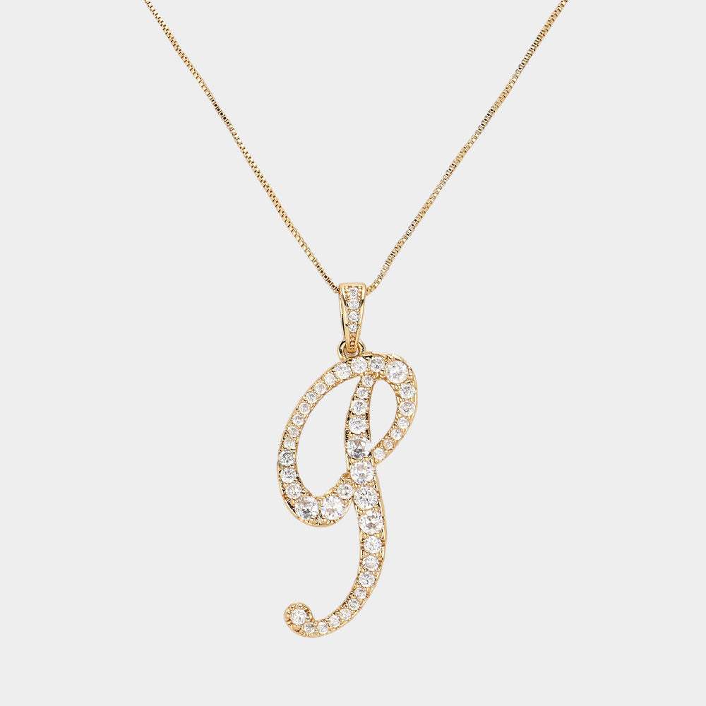 -P- CZ Initial Monogram Pendant Necklace - Madeline Love - Flyclothing LLC