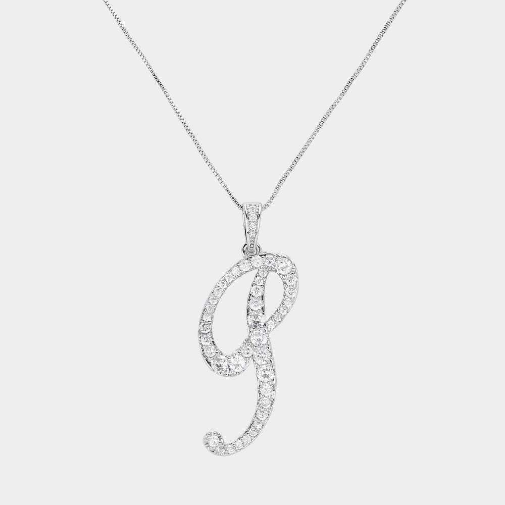 -P- CZ Initial Monogram Pendant Necklace - Madeline Love - Flyclothing LLC