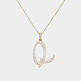 -Q- CZ Initial Monogram Pendant Necklace - Madeline Love - Flyclothing LLC