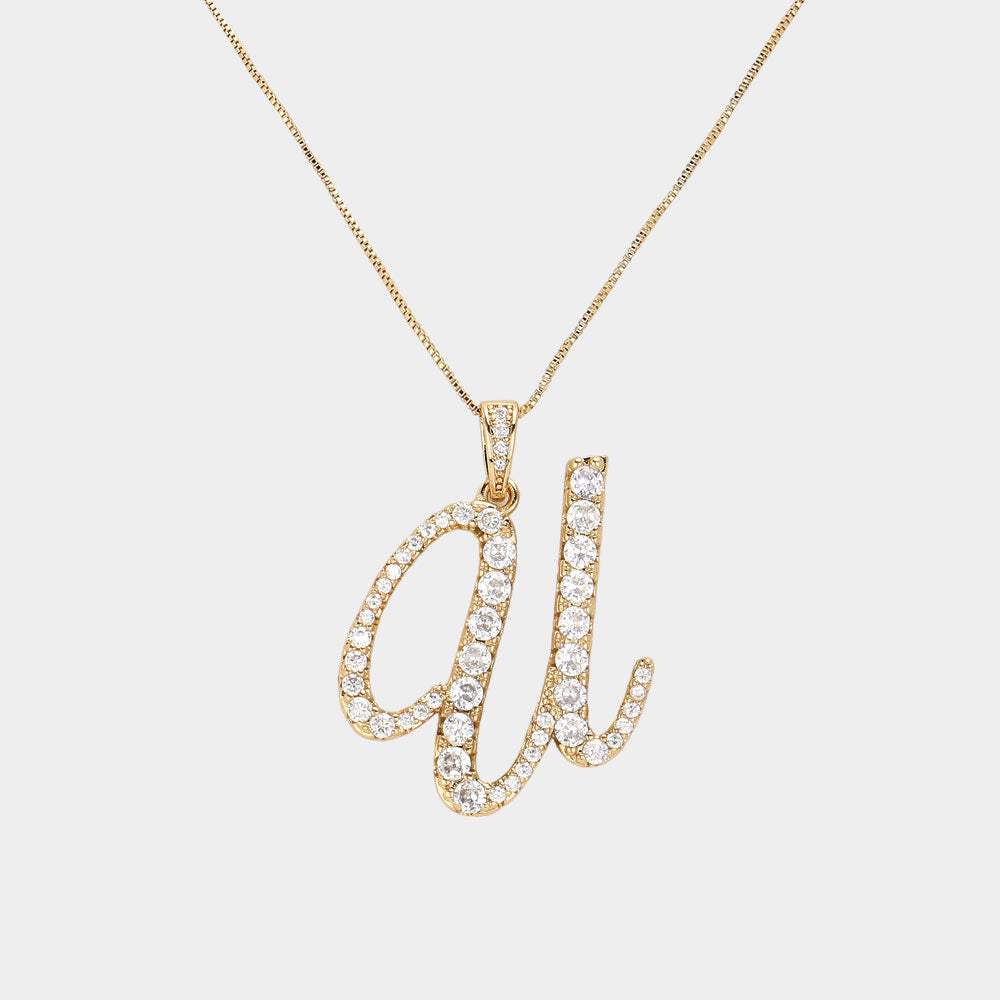 -U- CZ Initial Monogram Pendant Necklace - Madeline Love - Flyclothing LLC