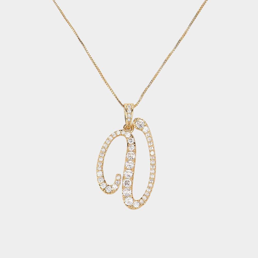 -V- CZ Initial Monogram Pendant Necklace - Madeline Love - Flyclothing LLC