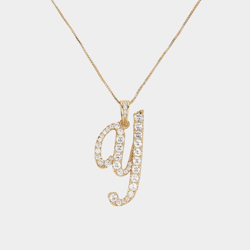 -Y- CZ Initial Monogram Pendant Necklace - Madeline Love - Flyclothing LLC