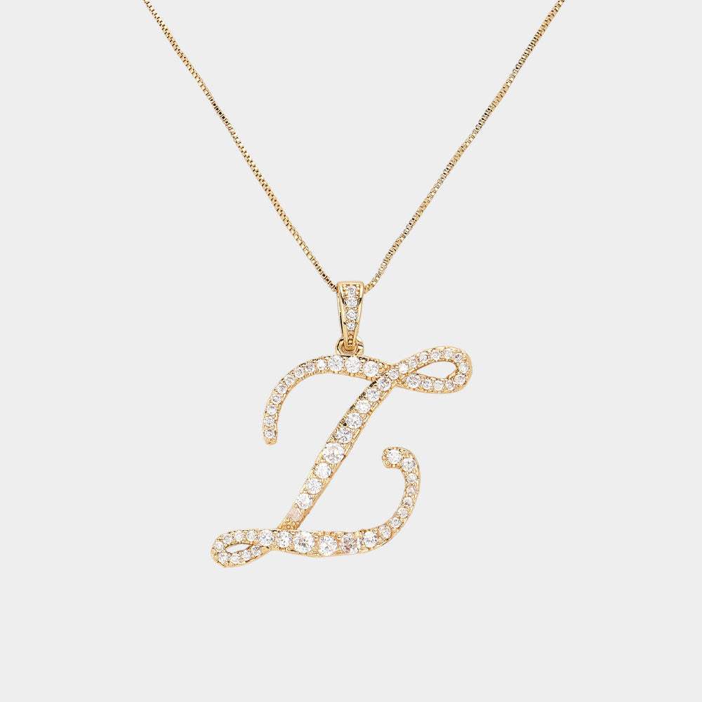 -Z- CZ Initial Monogram Pendant Necklace - Madeline Love - Flyclothing LLC