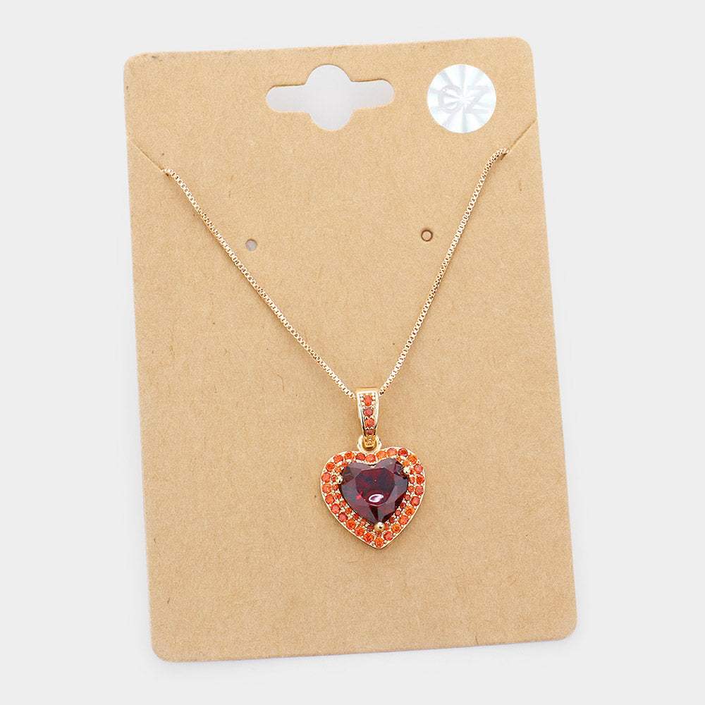 CZ Heart Pendant Necklace - Madeline Love - Flyclothing LLC