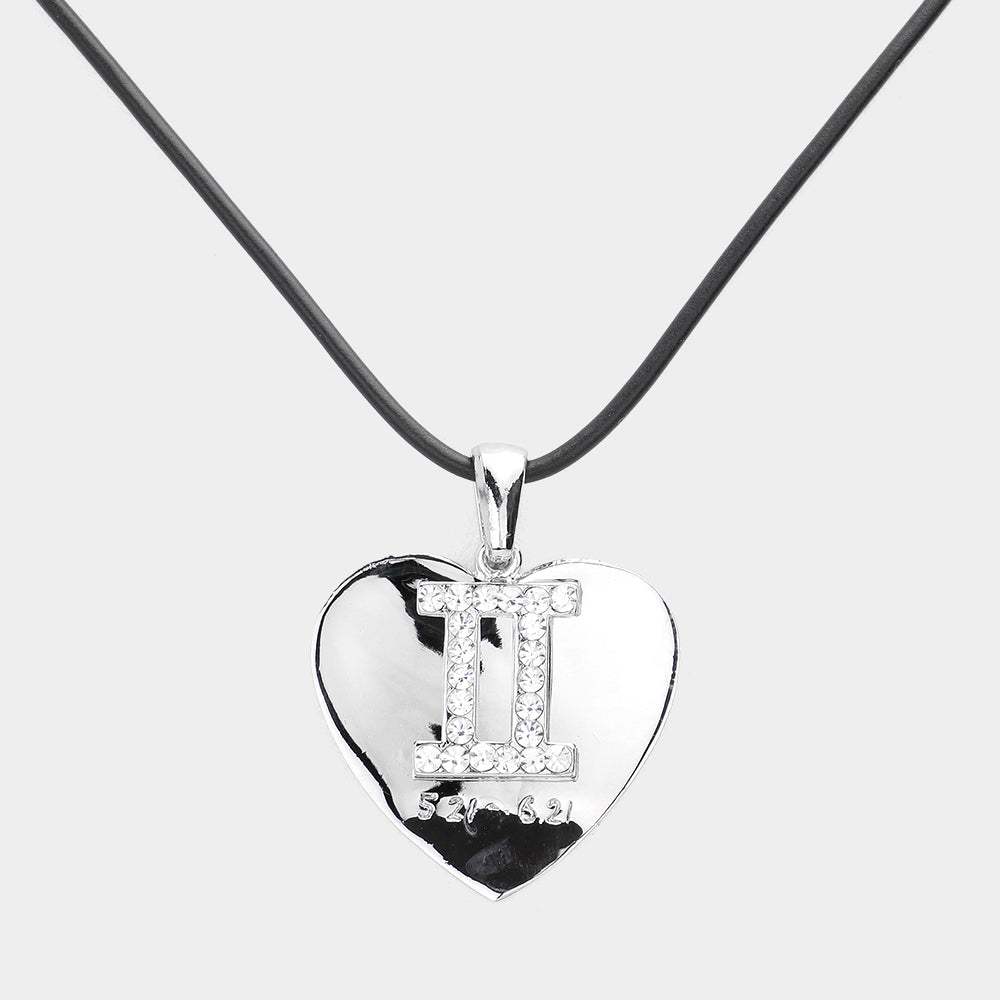 Gemini - Zodiac Heart Layered Pendant Necklace - Madeline Love - Flyclothing LLC