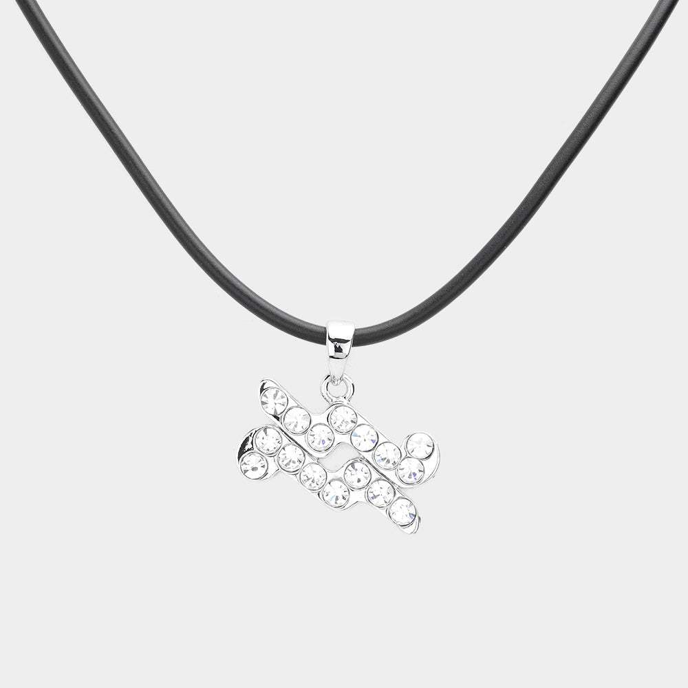 Aquarius - Stone Embellished Zodiac Pendant Necklace - Madeline Love - Flyclothing LLC