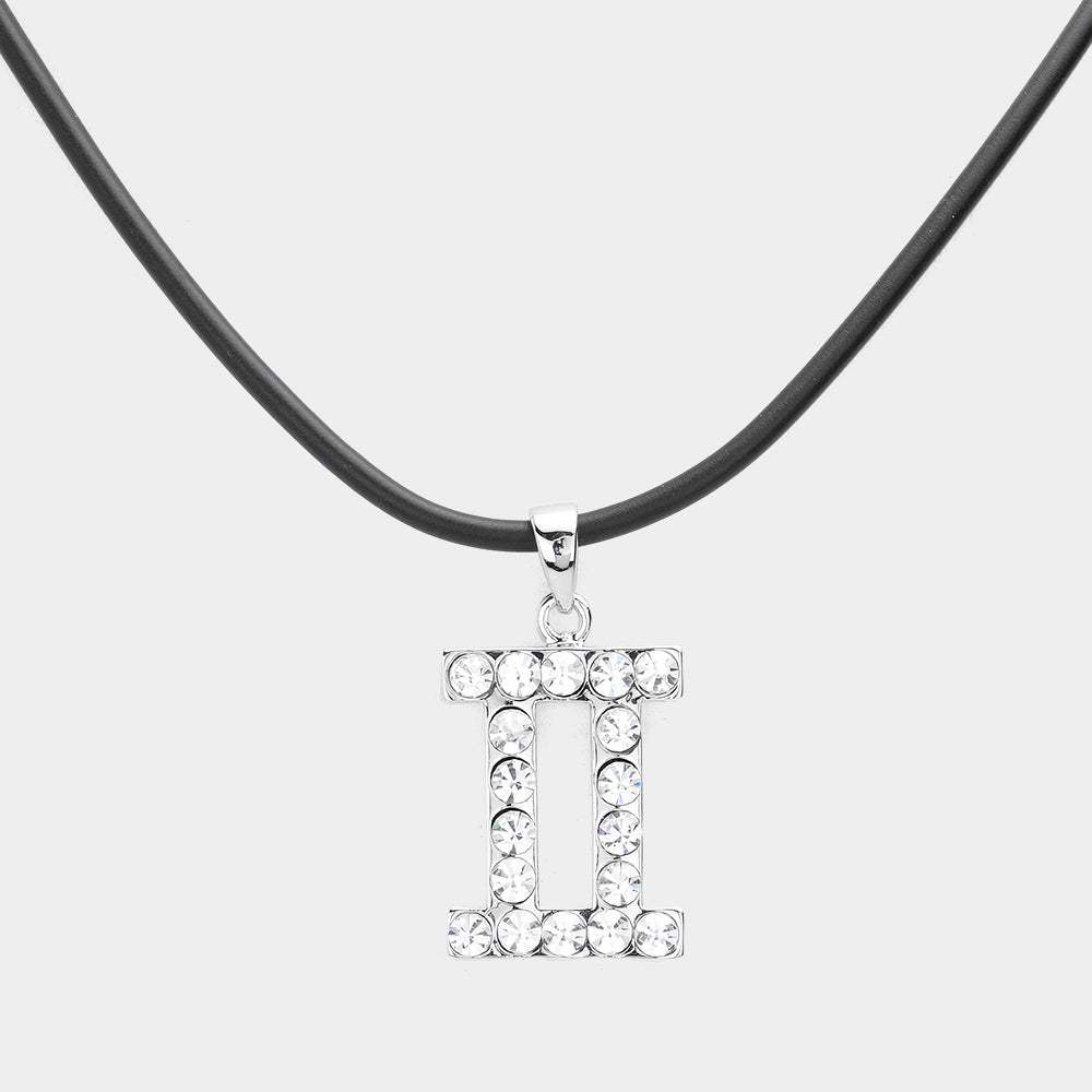 Gemini - Stone Embellished Zodiac Pendant Necklace - Madeline Love - Flyclothing LLC