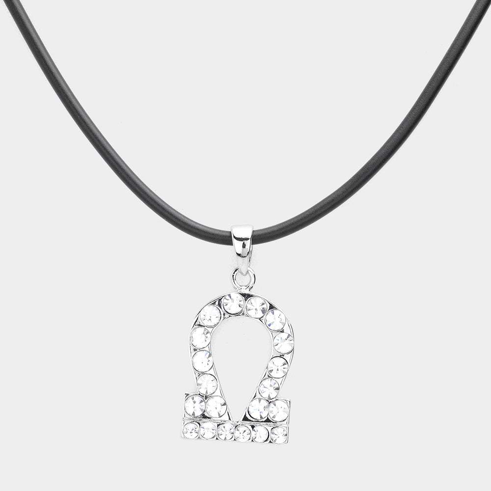 Libra - Stone Embellished Zodiac Pendant Necklace - Madeline Love - Flyclothing LLC
