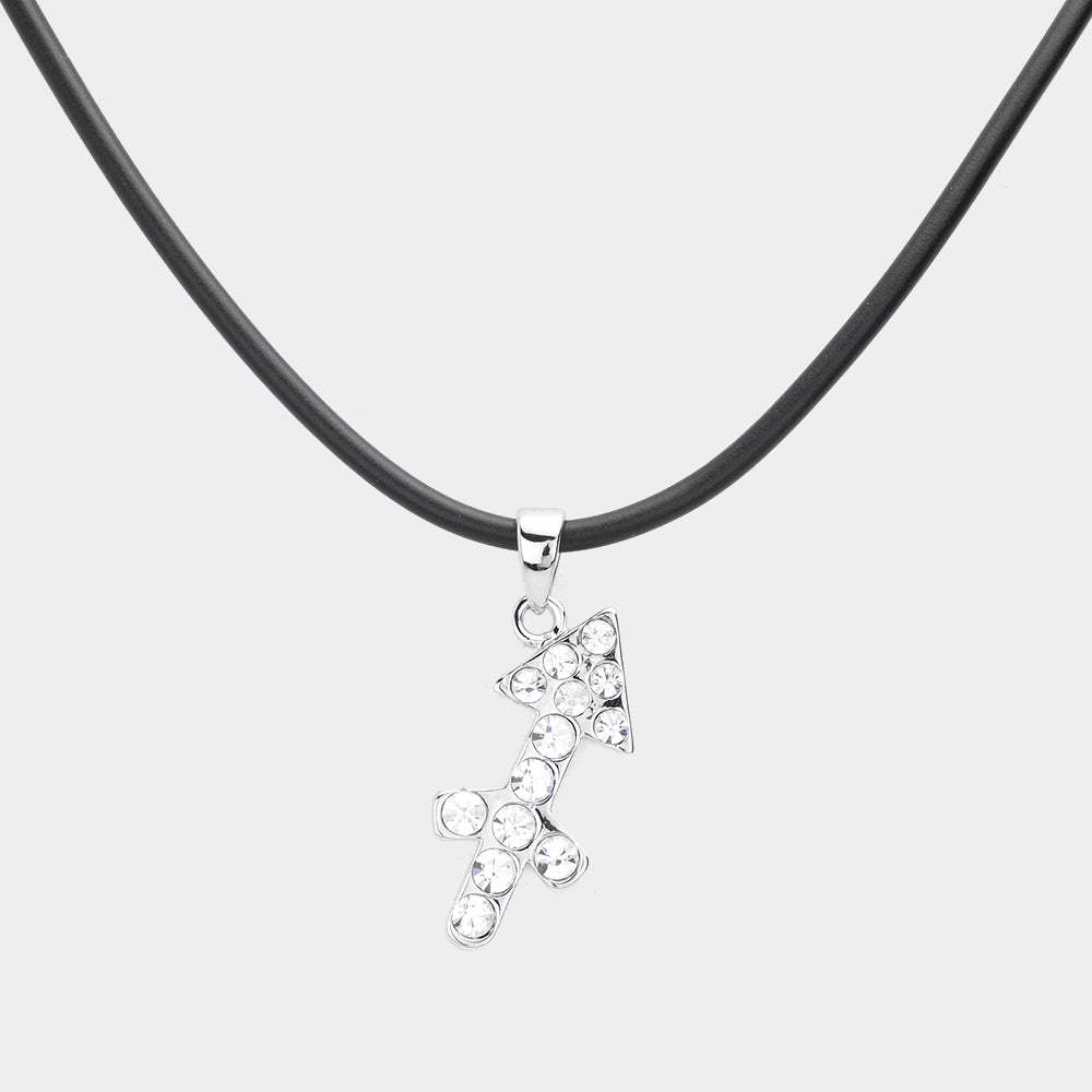 Sagittarius - Stone Embellished Zodiac Pendant Necklace - Madeline Love - Flyclothing LLC