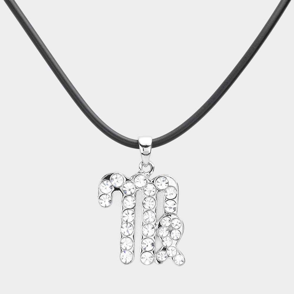 Virgo - Stone Embellished Zodiac Pendant Necklace - Madeline Love - Flyclothing LLC