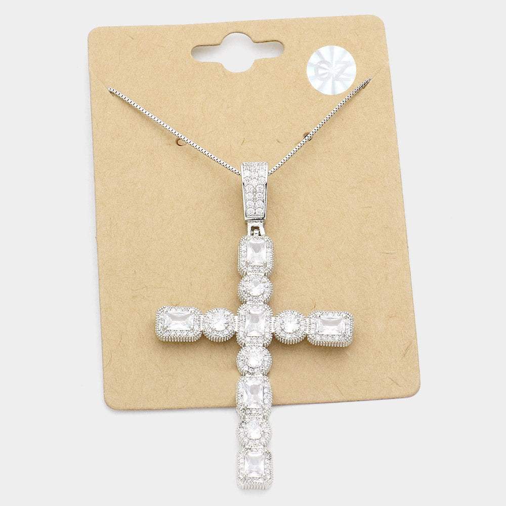 CZ Cross Pendant Necklace - Madeline Love - Flyclothing LLC