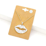 CZ Lips Pendant Necklace - Madeline Love - Flyclothing LLC