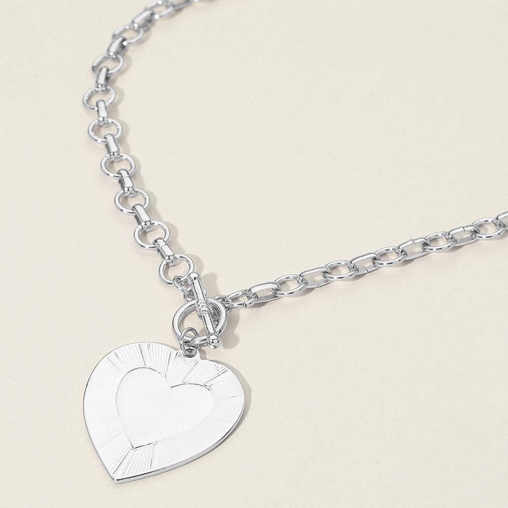 Heart Pendant Chunky Chain Toggle Necklace - Madeline Love - Flyclothing LLC