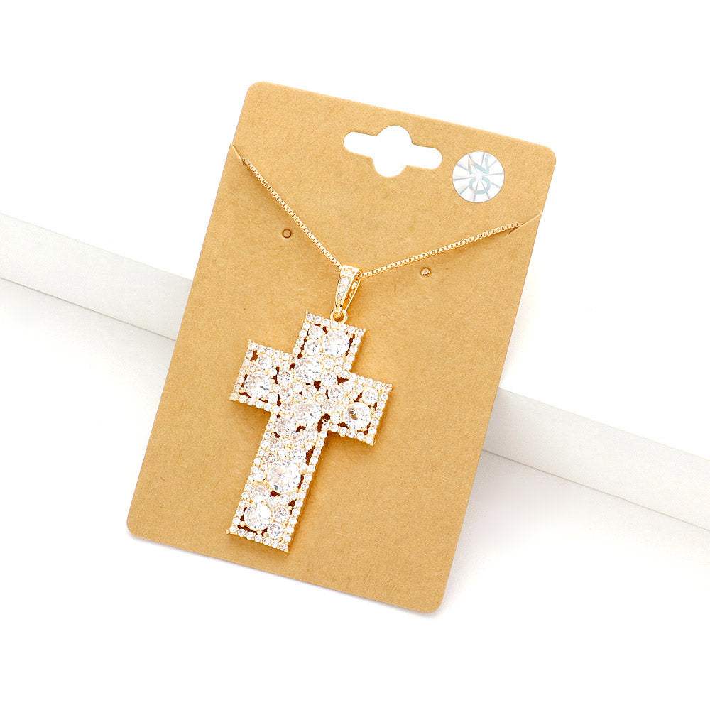 CZ Cross Pendant Necklace - Madeline Love - Flyclothing LLC