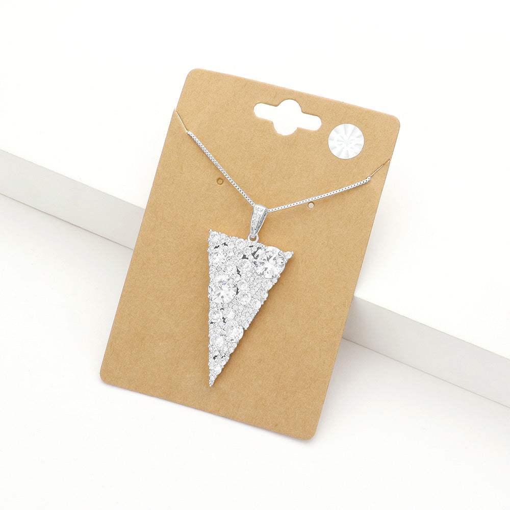 CZ Triangle Pendant Necklace - Madeline Love - Flyclothing LLC