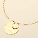 Hammered Metal Double Layered Disc Pendant Necklace - Madeline Love - Flyclothing LLC