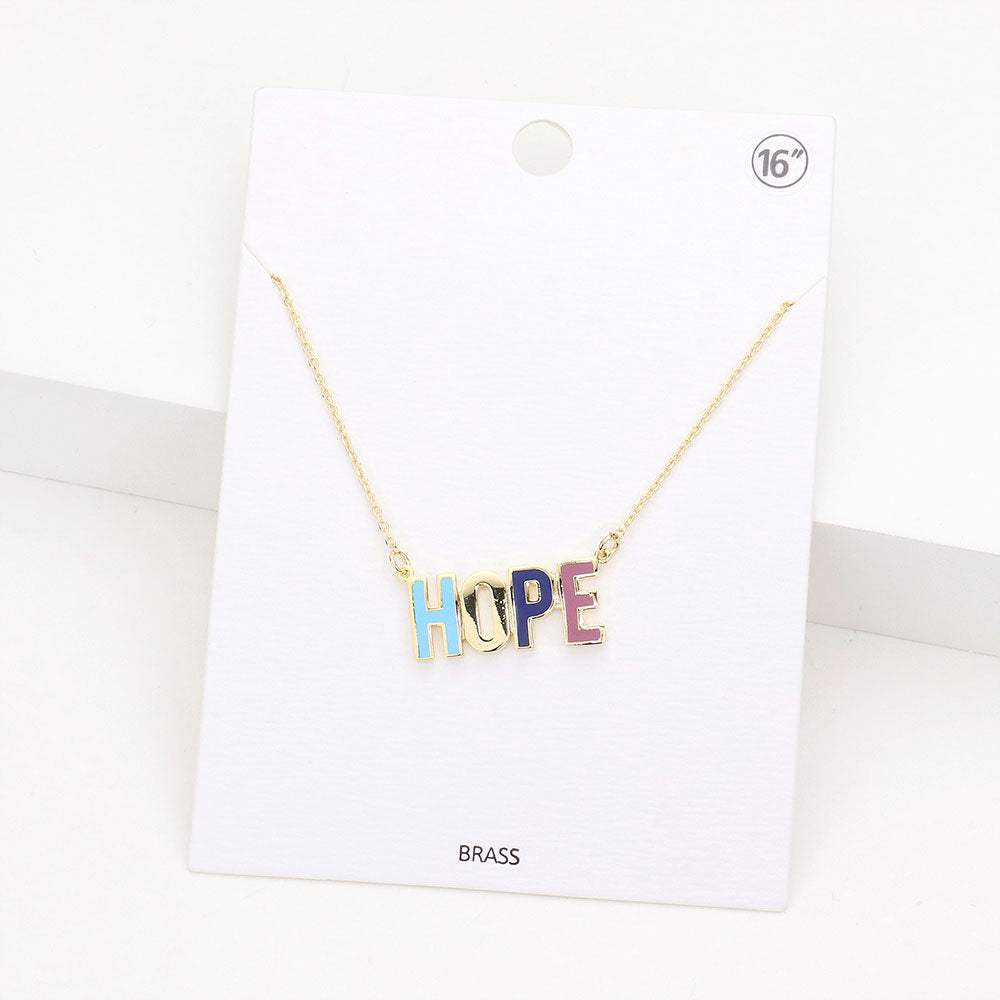 HOPE Brass Metal Enamel Message Pendant Necklace - Madeline Love - Flyclothing LLC