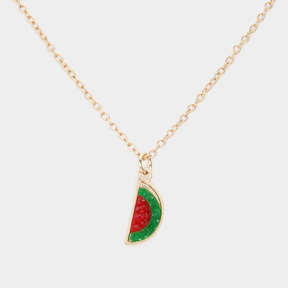 Druzy Watermelon Pendant Necklace - Madeline Love - Flyclothing LLC