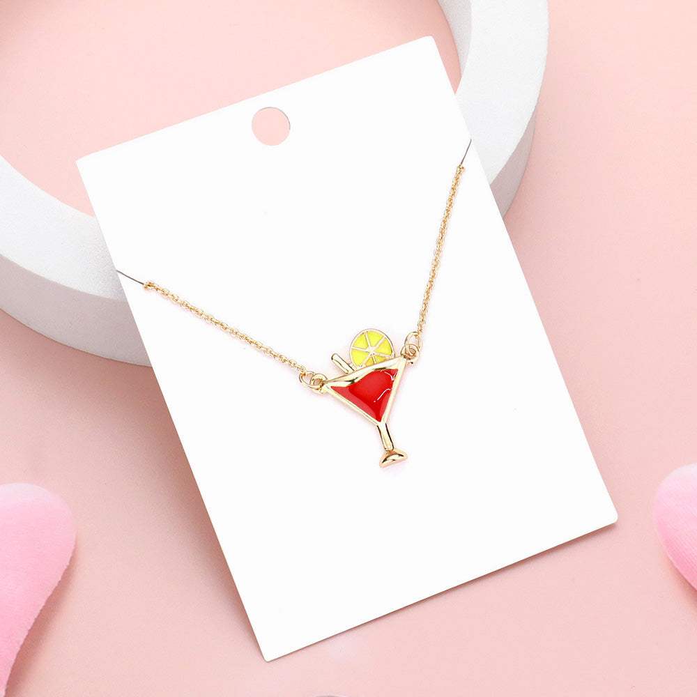 Enamel Cocktail Pendant Necklace - Madeline Love - Flyclothing LLC