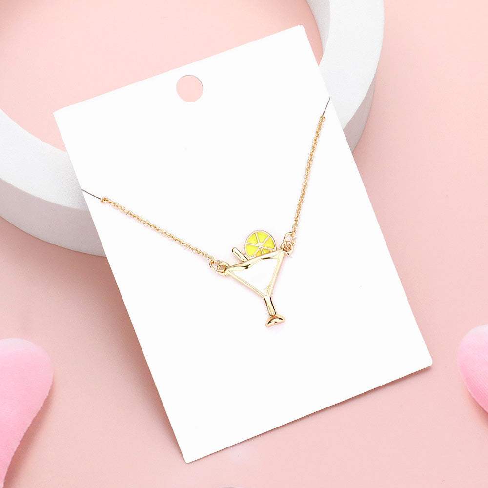 Enamel Cocktail Pendant Necklace - Madeline Love - Flyclothing LLC