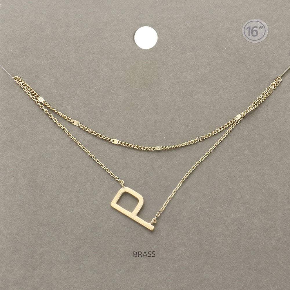 -P- Initial Monogram Brass Metal Necklace - Madeline Love - Flyclothing LLC