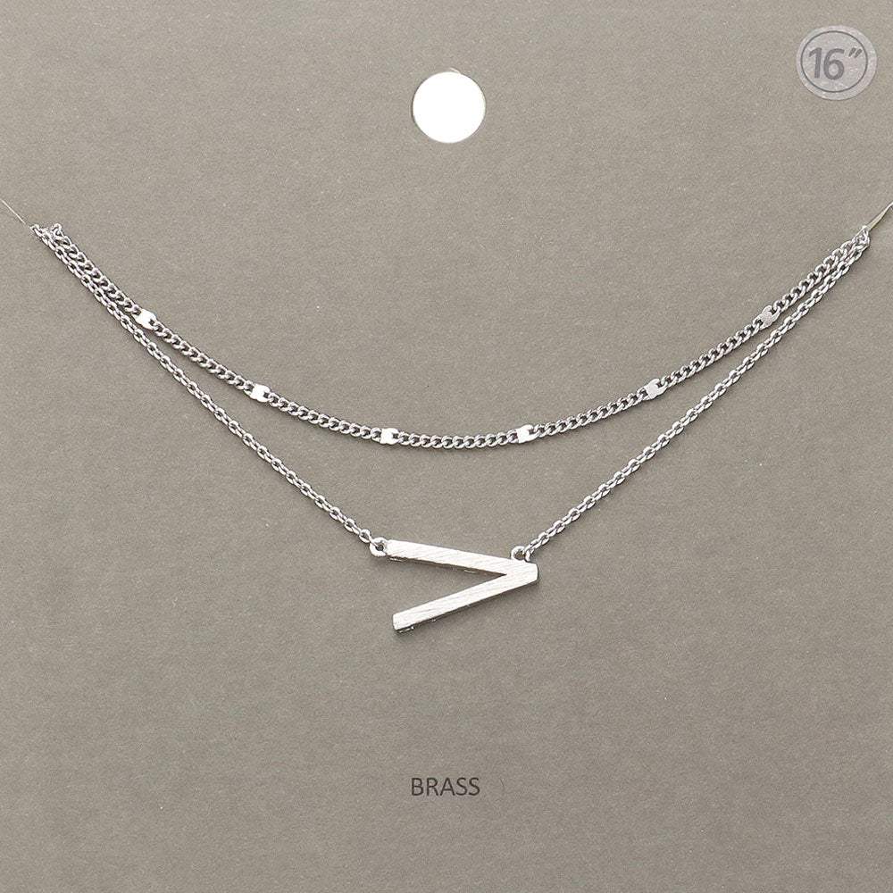 -V- Initial Monogram Brass Metal Necklace - Madeline Love - Flyclothing LLC