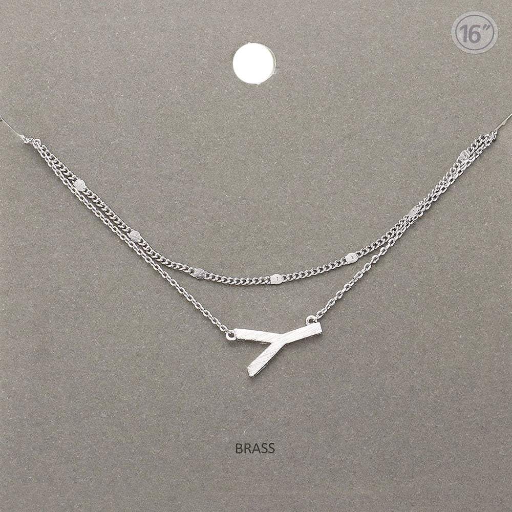 -Y- Initial Monogram Brass Metal Necklace - Madeline Love - Flyclothing LLC