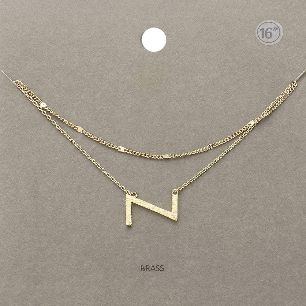 -Z- Initial Monogram Brass Metal Necklace - Madeline Love - Flyclothing LLC