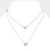 Double Round Stone Pendant Layered Necklace - Madeline Love - Flyclothing LLC