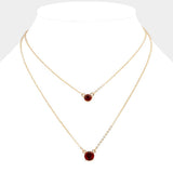Double Round Stone Pendant Layered Necklace - Madeline Love - Flyclothing LLC