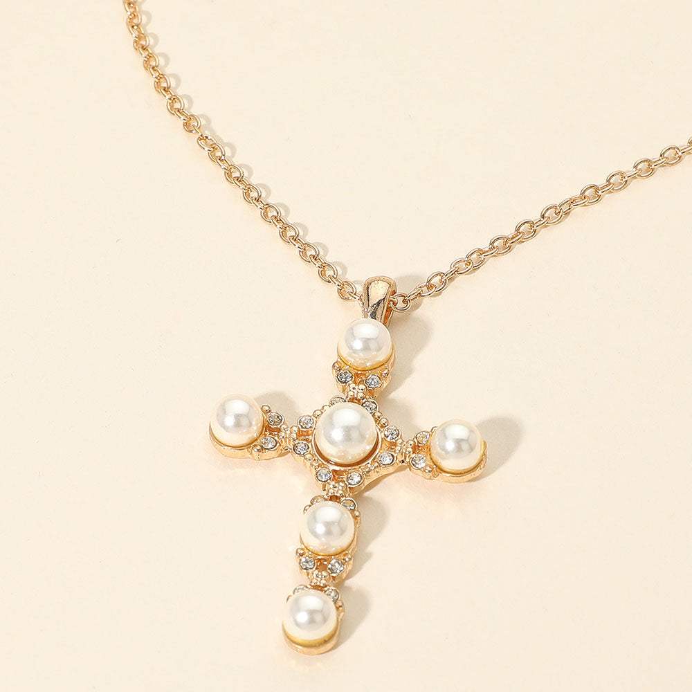 Pearl Cross Pendant Necklace - Madeline Love - Flyclothing LLC