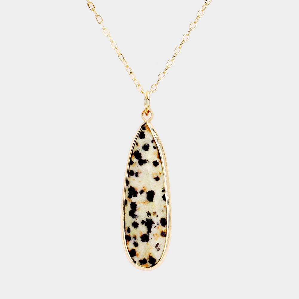 Semi Precious Teardrop Pendant Link Necklace - Madeline Love - Flyclothing LLC