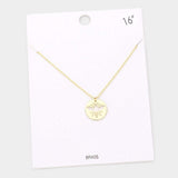 Brass Metal Cutout Honey Bee Disc Pendant Necklace - Madeline Love - Flyclothing LLC