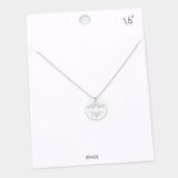 Brass Metal Cutout Honey Bee Disc Pendant Necklace - Madeline Love - Flyclothing LLC