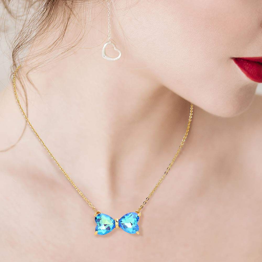 Glass Bow Stone Pendant Necklace - Madeline Love - Flyclothing LLC