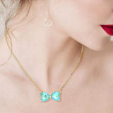 Glass Bow Stone Pendant Necklace - Madeline Love - Flyclothing LLC