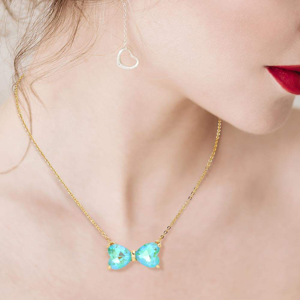 Glass Bow Stone Pendant Necklace - Madeline Love - Flyclothing LLC